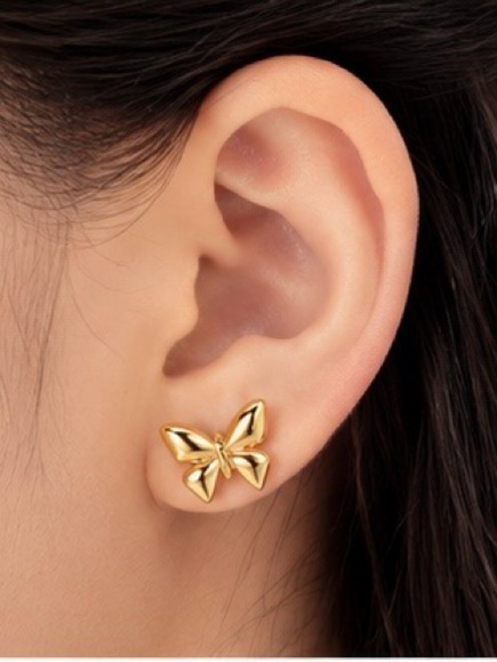 Gold Butterfly Stud Earrings.